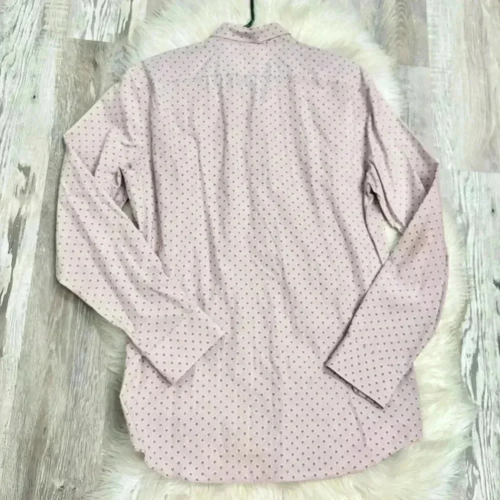 Banana republic Non-iron standard fit light pink flower button down shirt sz med
